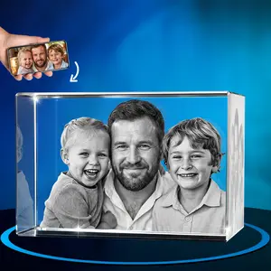 ArtPix 3D Crystal Photo, Personalized Fathers Day Gifts for Dad, Men, Him, Husband, Grandpa, Great Customized Gift With Your Own Photo for Mom, Wife, Women, Custom Glass 3D Laser Etched Picture Frame