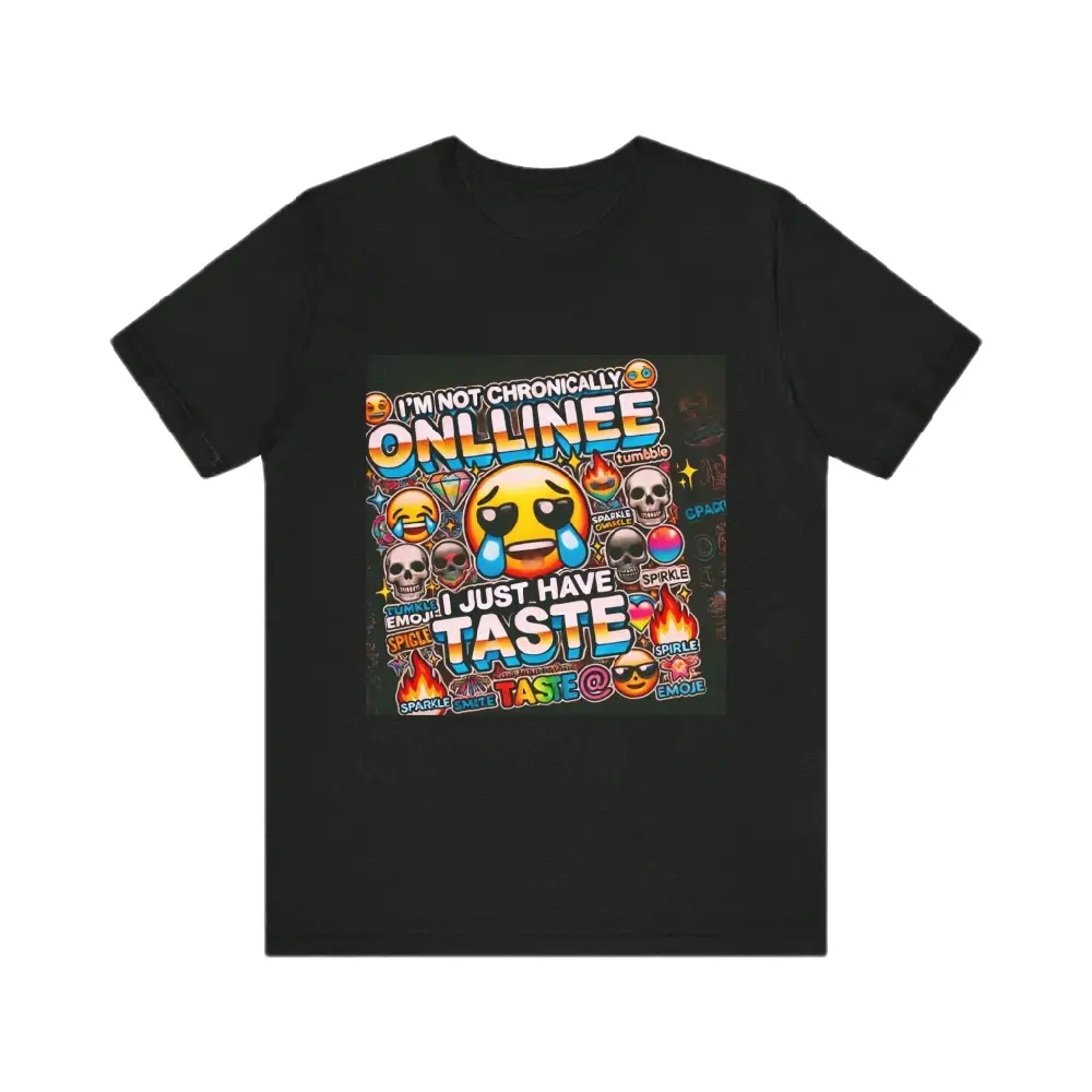 Alt Internet Fashion "I’m Not Chronically Online T-Shirt | Funny Aesthetic Meme Tee | Vaporwave Y2K Emoji Core Shirt | Unisex Graphic Tee" - Top, Collar, Love, Cargo, Menswear, Cotton, Colorful, Knit comfort color Streetwear graphic  tee Medium Oversized