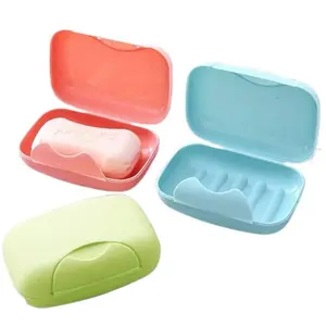 Durable PP Material Portable Soap Dispenser With Lid Easy Open Design Travel Bathroom Soap Box Holder Leak Proof Storage Cute Skin Hair Care Body Set