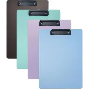 4-Pack Plastic Clipboards Assorted Colors with Low Profile Clip for Students Teachers Doctors Nurses, 12.3 x 8.8 Inch