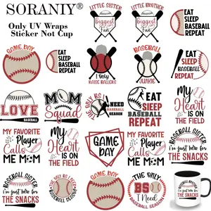 UV DTF Cup Transfer Stickers - 24Pcs/Set Baseball Mom Theme UV DTF 16OZ DIY Mug Transfer Stickers For Cups Water Bottles Glass Jars Laptop Home Decoration DIY High Viscosity Transfer Paper Easy Peel HD Printing Crafts Exquisite Gift