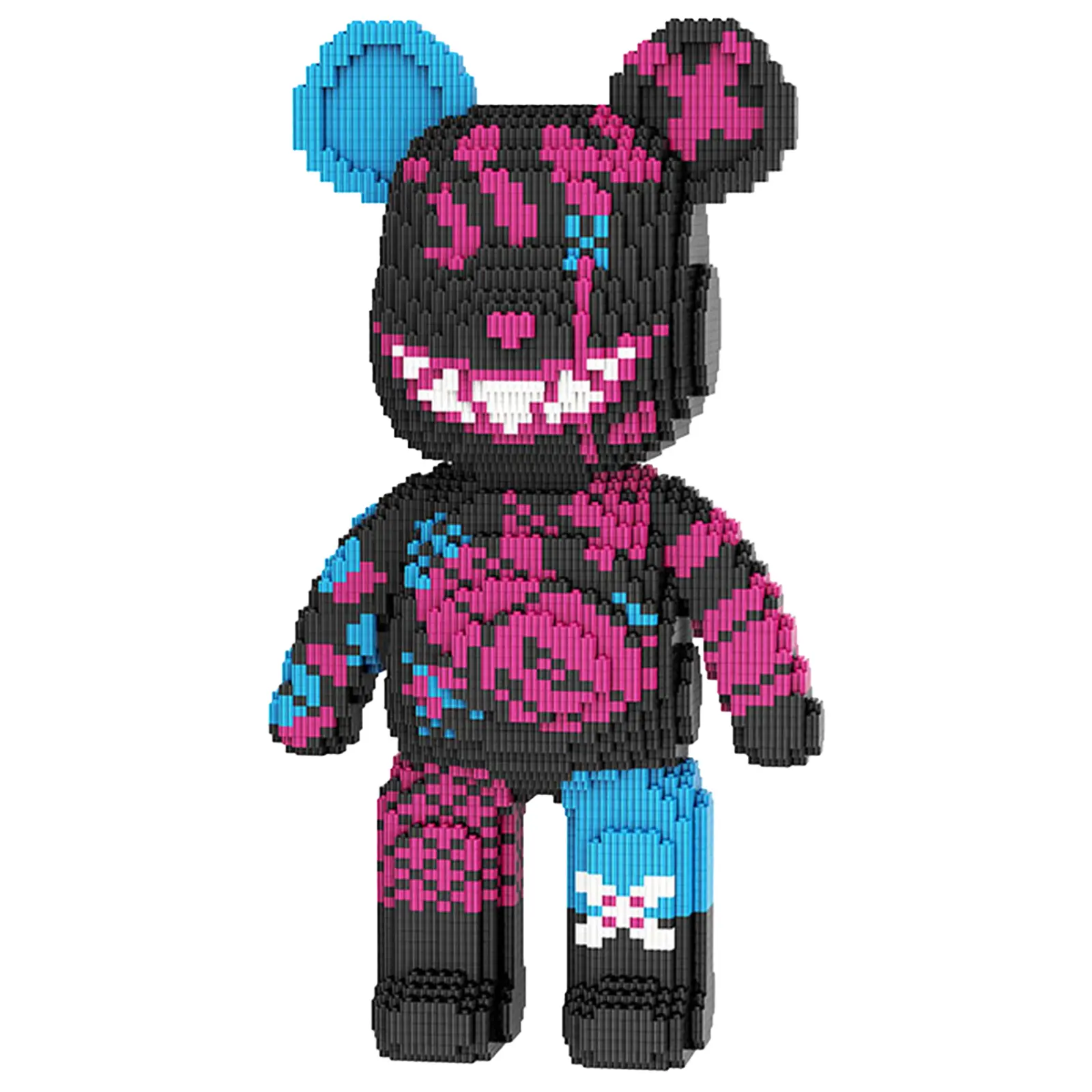 Black Graffiti Bear Micro Building Blocks Set, 5450PCS DIY Collectible Figure, Street Style Creative Project Gift