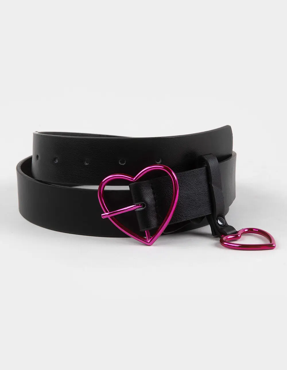 Heart Buckle Belt, Blk & Fuschia