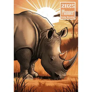 2025 Planner: Rhinoceros Rhino Animal themed Cover Daily Weekly Diary 12 Month Calendar Vision board Schedule Organizer Goals Address Contact Notes Paperback – September 15, 2024