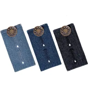 Waistband Extenders by  | Button Extender for Pants | Denim Material | Pack of 3 Shades |  Metal Buttons | 2 Button Holes | Button Extender for Jeans