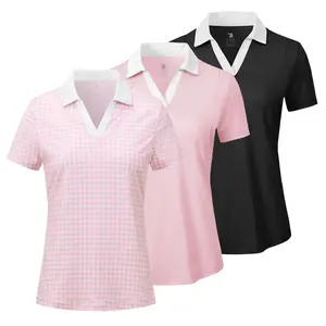 1/3 PACK YSENTO Womens Golf Apparel Shirts Clothes V-Neck Tops Collared UPF 50+ Dry Fit Short Sleeve Tennis Polo Shirts