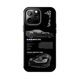 Blacked Out Co Corvette Car Tough Case for iPhone 17-7 Pro Max Plus & Samsung Galaxy S25-S21 Ultra Plus - Stealth Supercar Protection unisex