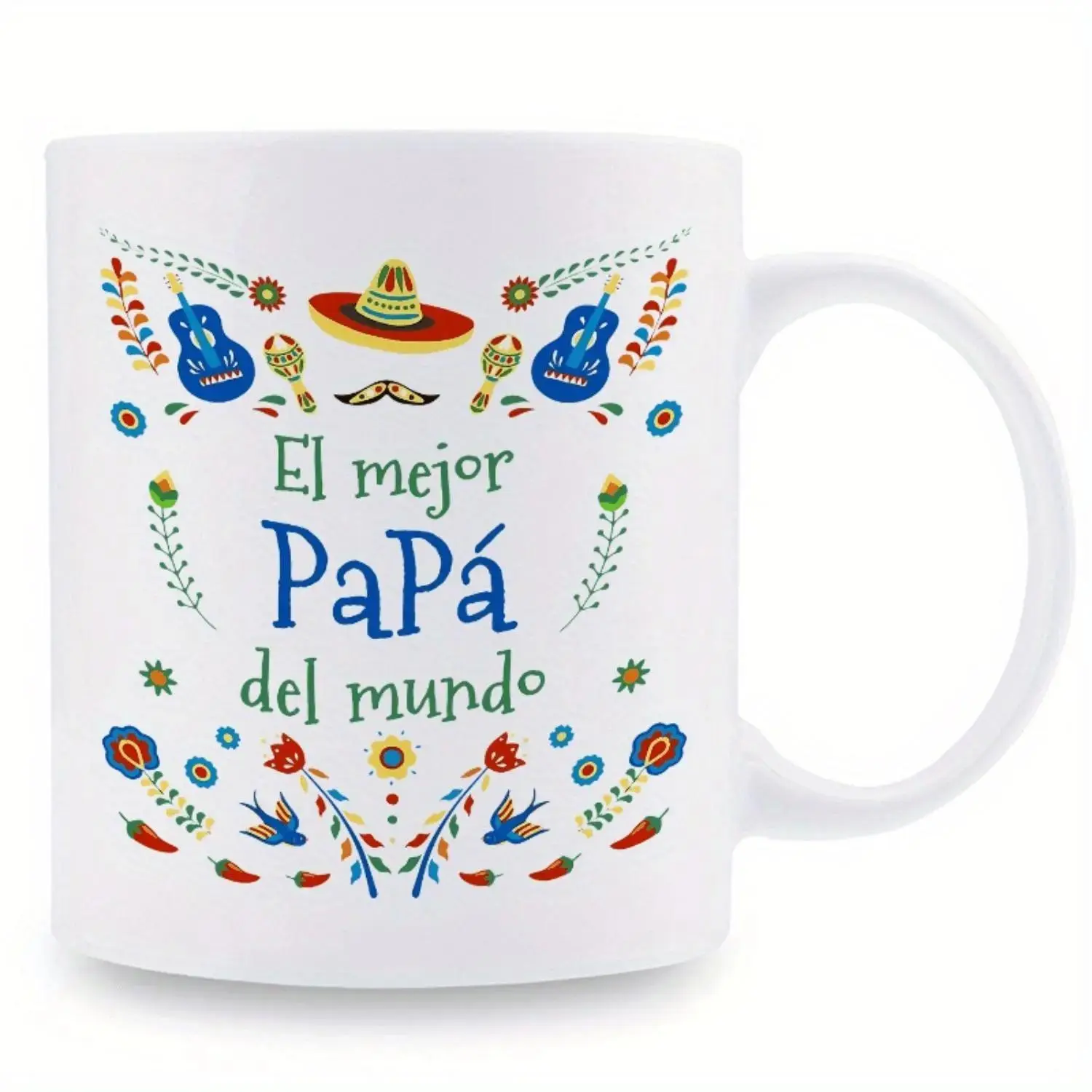1 piece, 3A grade, El mejor PaPa del mundo, lovely Spain coffee mug for PaPa, 11 oz ceramic tea cup, decorative cup, ideal birthday and holiday gift, perfect for office/ house living/ party/ festival to dad