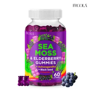 Sea Moss & Elderberry Gummies- Multi-Vitamins with Black Seed, Vitamin C, Zinc- Grape Flavor- Fitness Healthcare Natural Dietary Supplement Edible Nutrition