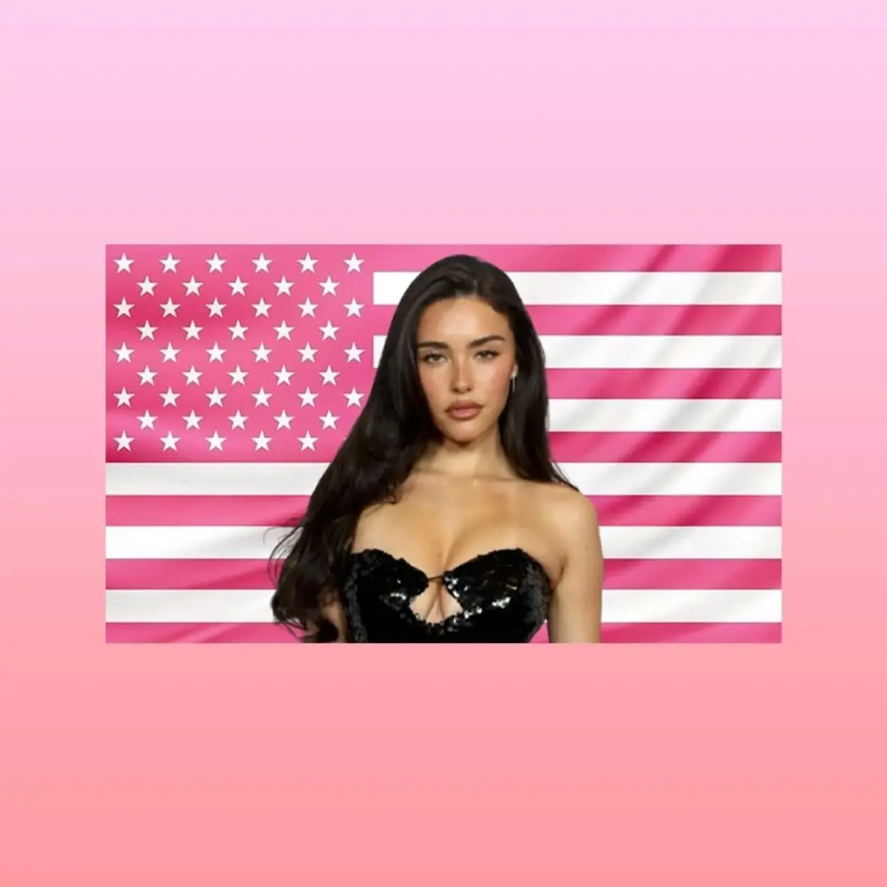 Madison Beer Pink American Flag Tapestry – Pop Star Wall Art Decor | Aesthetic Singer Room Flag | Celebrity Fan Decor Lightweight Indoor Wall Art