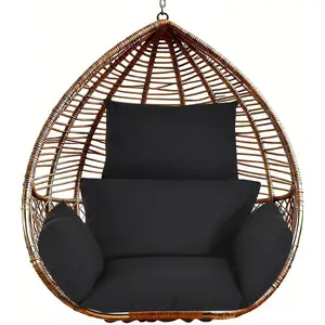 Egg Chair Cushion Thicken Seat Pad Hammock Swing Chair Cushion for Bedroom Black