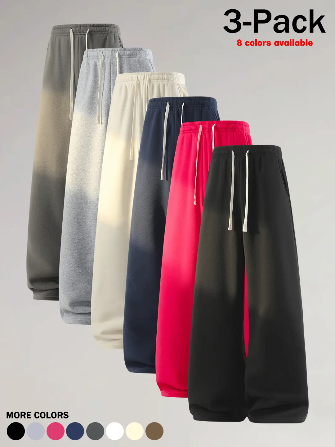 3-pack, 1-pack.Men’s casual long pants for spring and autumn, featuring a loose fit, drawstring design, and elastic waistband that is comfortable and skin-friendly—versatile, fashionable men’s athletic casual long pants for everyday wear.
