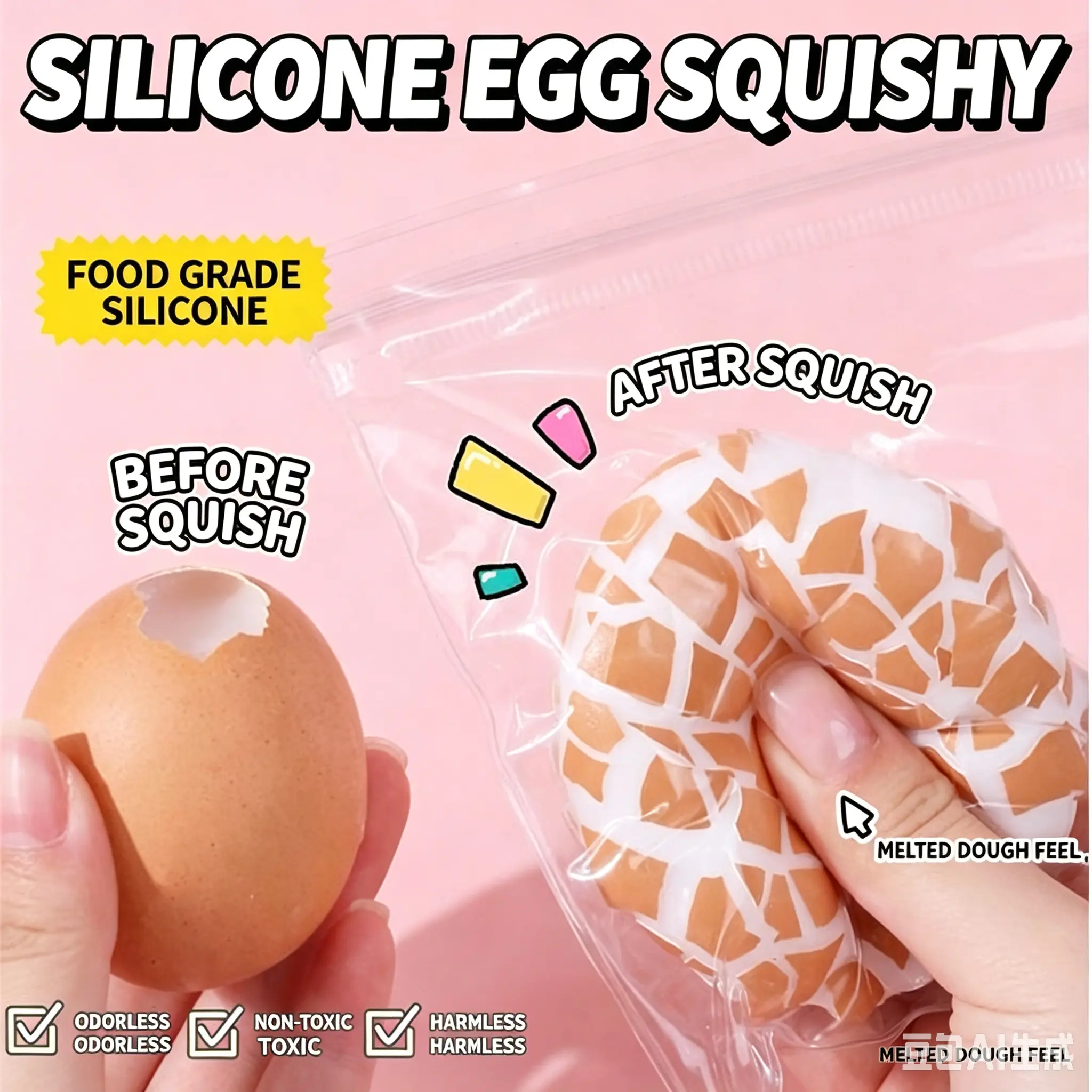 Stress-relief realistic silicone egg squishy toy, egg shell office stress toy, quail egg with shell for squeezing and relaxation