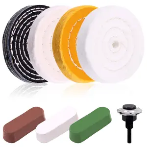 8 count 4inch Buffing Polishing Wheel Kit Includes Polishing Compounds, Buffer Wheels for Polishing and 1/2" Arbor Hole, Polishing Pad Buffing Wheel Kit, Buffing Wheel for Bench