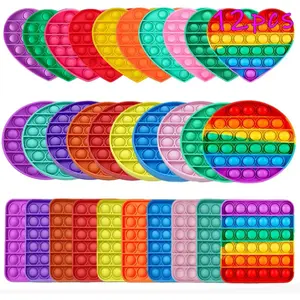 Random 12 Pcs Fidget Toys,Push Pop Fidget Sensory Toys Set,Stress Relief Gifts for Kids & Adults,Pop Bulk & Party Favors Toddler Toys for Easter Gifts,Party Supplies,Classroom Prizes