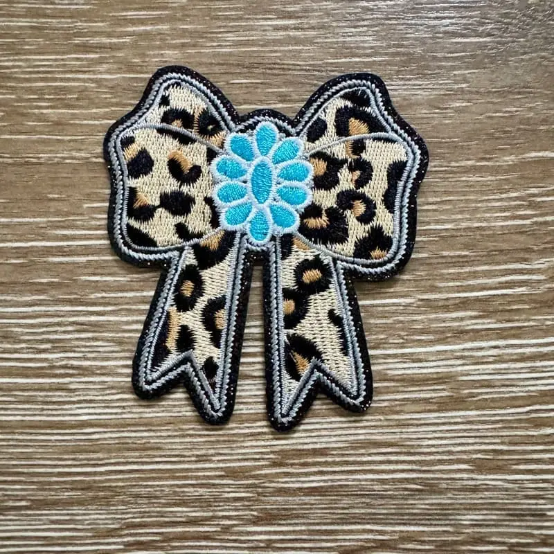 Western Leopard Bow Iron-On Patch