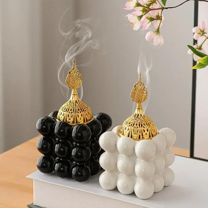 Square Ceramic Incense Burner for Home Fragrance, Aroma Blend Scented, Modern Desktop Aromatherapy Holder, Stylish Office Decoration in, or Square Ceramic Incense Burner for Home Fragrance, Aroma Blend Scented, Modern Desktop Aromatherapy Holder, Stylish Office Decoration in, or