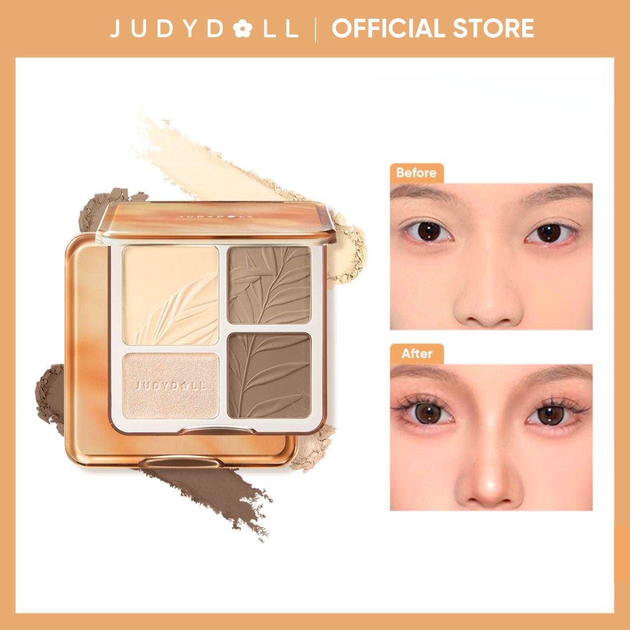 JUDYDOLL 2 In 1 Highlighter Contour Palette, Powder Highlighter & Contour Duo, Face Shaping, Makeup, Cosmetic, Bronzer, Long-Lasting, 2-In-1 Makeup Bronzer Powder, Summerwins