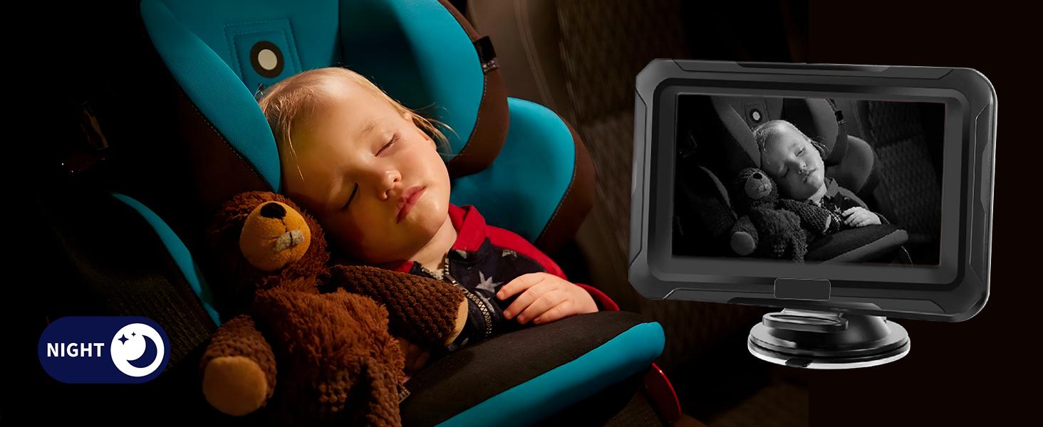 Baby Car Monitor with Night Vision HD 1080P Rear or Front Facing Secure Backseat Camera 4.3 Display Easy Install for Newborns Toddlers Infant Car Cameracar Monitor Safety