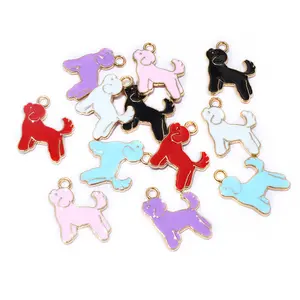 20pcs 17x15mm Random Colors Mix Enamel Dog Charms Pendant Alloy Metal DIY Jewelry Making for Bracelet Necklace