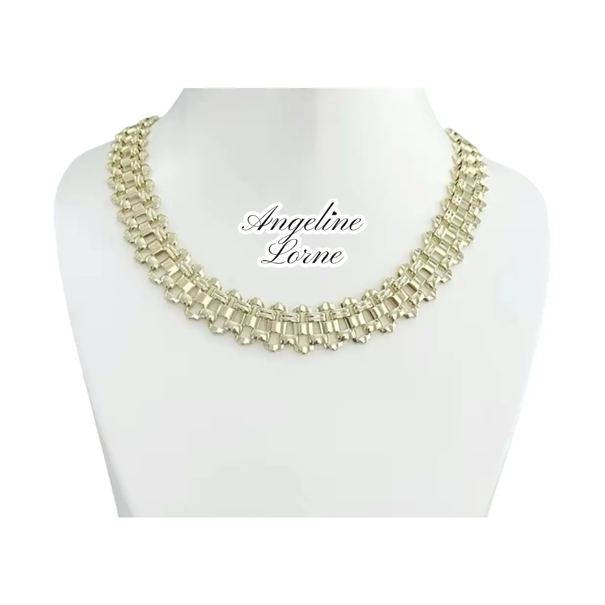 Collar espejo 15mm ancho  size 18 inch Laminado 14k alta calidad