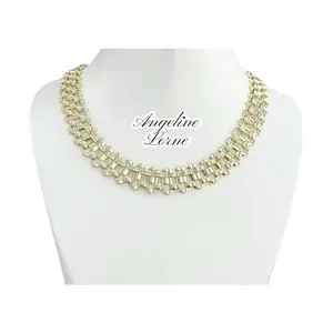 Collar espejo 15mm ancho  size 18 inch Laminado 14k alta calidad