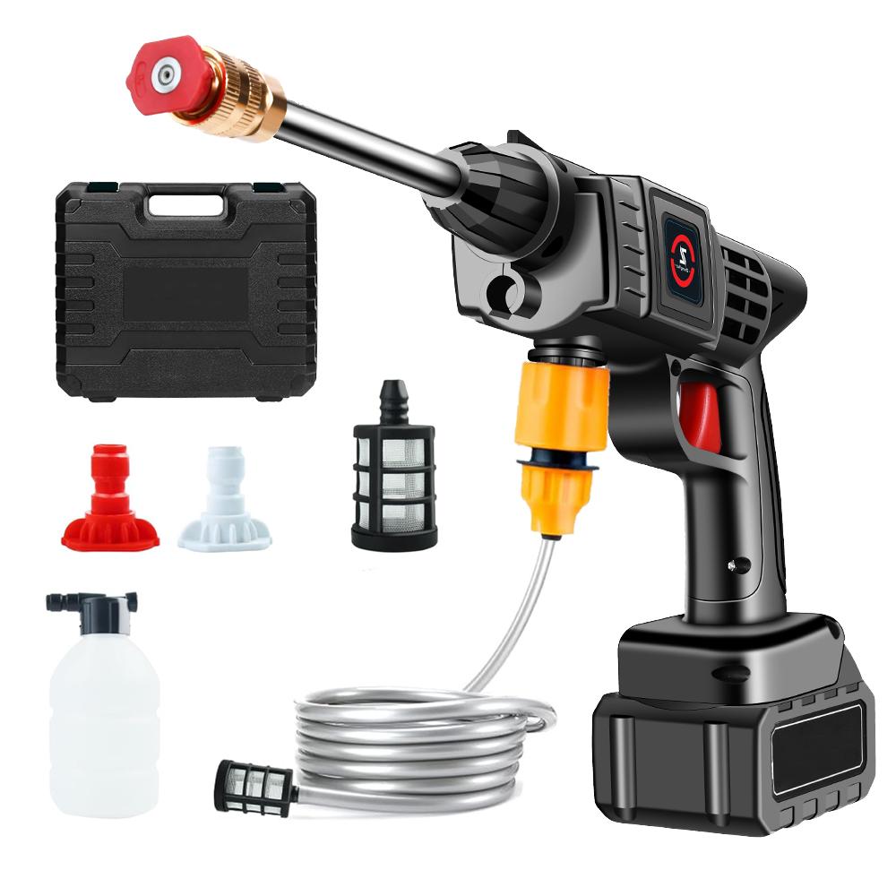 Battery-Powered Cordless Pressure Washer with Adjustable Spray and Soap Dispenser for Car, Home, and Garden - 400 PSI
