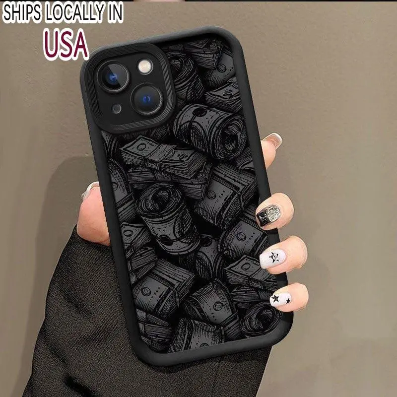 Money Pattern Phone Case, 1 Count Anti-drop Cellphone Protective Case, Total Protective Shockproof Mobile Phone Cover Compatible with iPhone 16/15/14/13/12/11