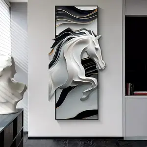 Homary Creative Abstract Irregular Wall Hanging Decor Black& White Horse Home Decoration