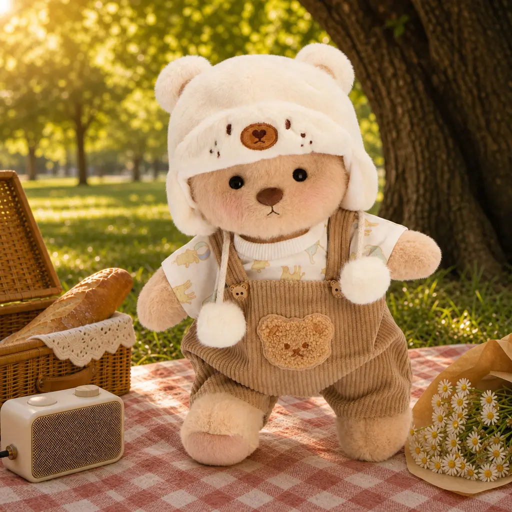 Getahug 12-inch Teddy Bear Plush Toy | Perfect as a gift for girls or girlfriends, full of summer vibes, comes with interchangeable outfits: plush hat, blue shark, pink dinosaur, plush elephant, and heart-shaped sweater. Medium. Build-A-Bear
