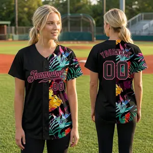 Custom Tropical Baseball Jersey, Personalized Hawaiian Print Team Shirt, Floral Custom baseball jersey