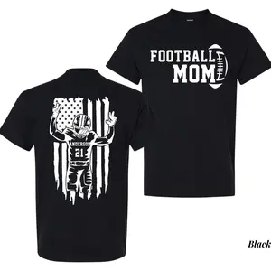 Football Dad T-Shirt with Name and Number, Personalized American Football Tee for Men, Father's Day Gift, Multicolor Sports Fan Shirt