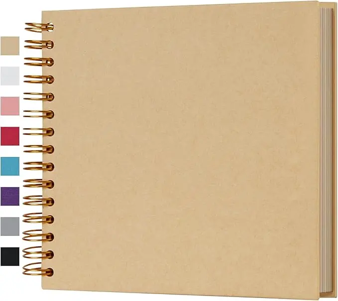 【DealsForYouDays】Couples' Modern Scrapbooking Album - DIY Spiral-Bound Craft Paper Lay-Flat Photo Diary for Boyfriends & Family, 40-Page Memory Book (8x8in/10x10in Sizes) with Easy Photo Placement, Ideal for Weddings, 10 X 10 Inch