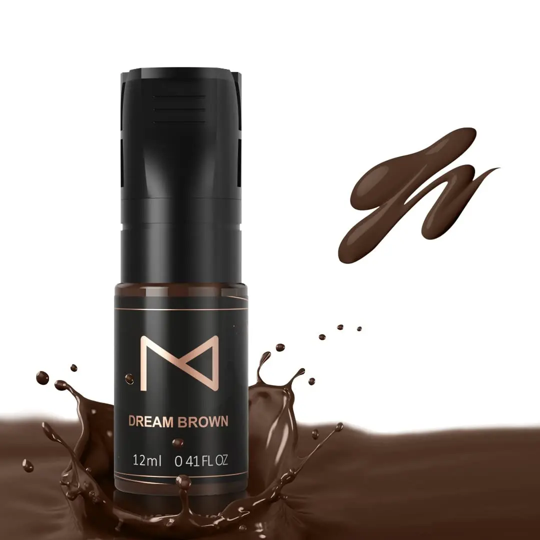 M Cosmetic LIQUID Pigment Ink For Eyebrow Powder Brows, Nano Brow, Shading Permanent Makeup, Microblading - Machine Use - No Mixing - For Professionals Only -12ml (Dream Brown)