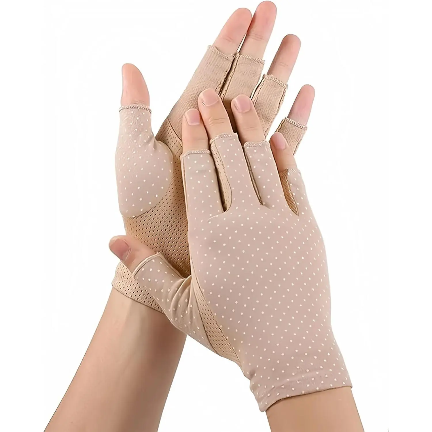 Women's Breathable Half Finger Gloves for Summer UV Protection, Non-Slip Cotton Spandex Driving Glove, Breathable Glove