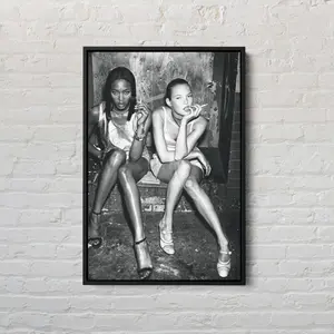 Naomi Campbell & Kate Moss Supermodel Photo Print: 90s Fashion Canvas