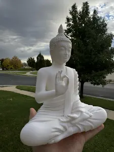 Traditional Cambodian Gold Buddha Statue 9.5 Hand-Sculpted Replica of Giant Golden Buddha at Phnom Penh's Techo International Airport White or Gold Finish