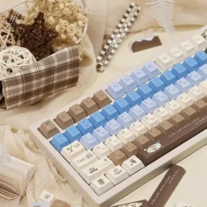COOMICKEY 130 Keys PBT Durable Keycaps Sea Salt Chocolate Theme Cherry Profile Dye Sublimation Custom Key Caps Set for Cherry Gateron MX Switches Mechanical Keyboards