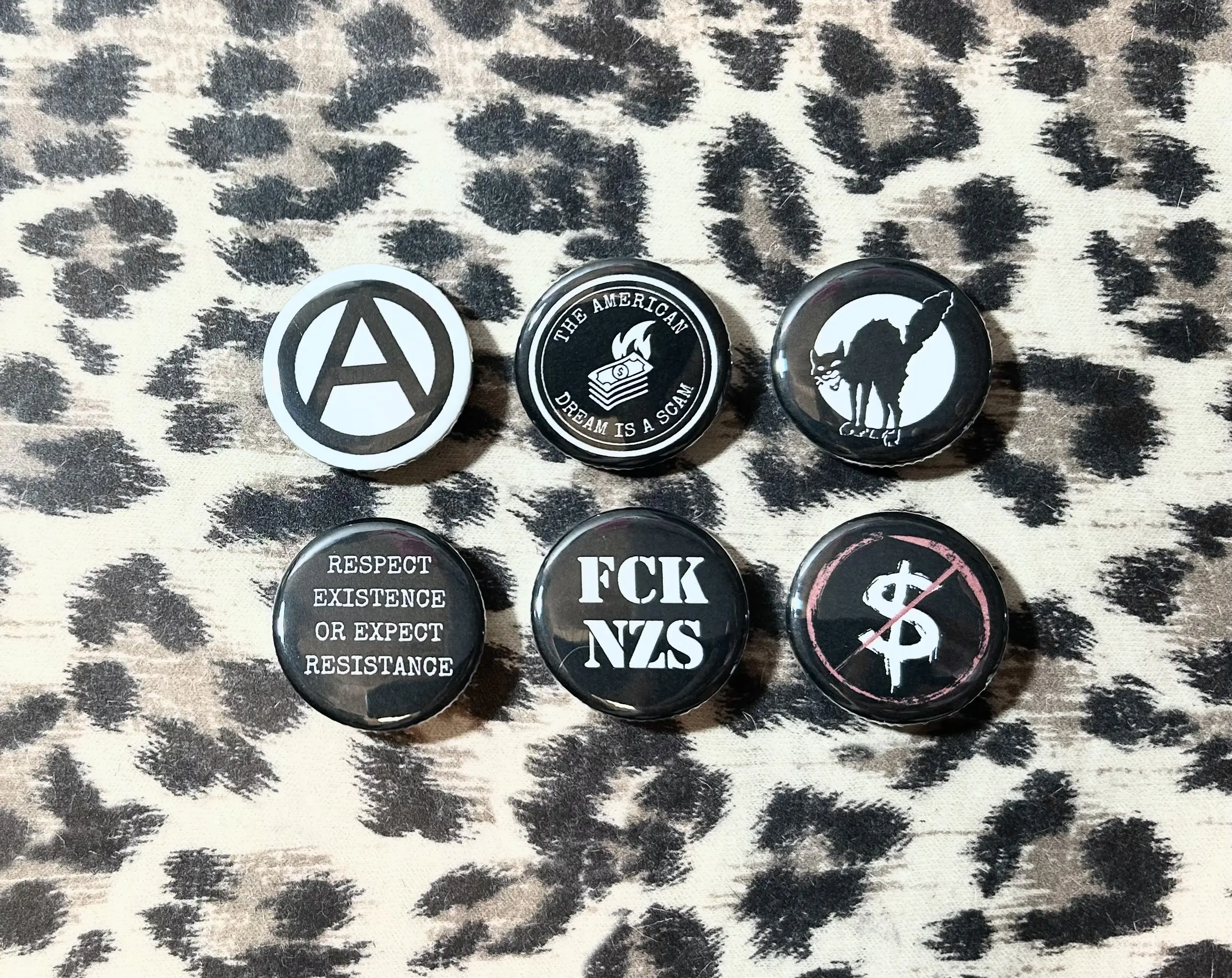 Leftist Pins - Anarchy Button - FCK NZS Leftist Punk Pins - Antifa Protest Activism Anti-fascist Anti-Capitalism Punk Button Pin Badges