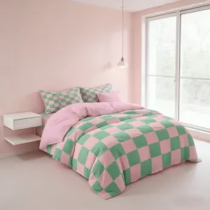 3-Piece Fashion Plaid Bedding Set (1 Duvet Cover + 2 Pillowcases, No Filling), Retro European & American Style, Soft to the Touch, Machine Washable, Suitable for All Seasons