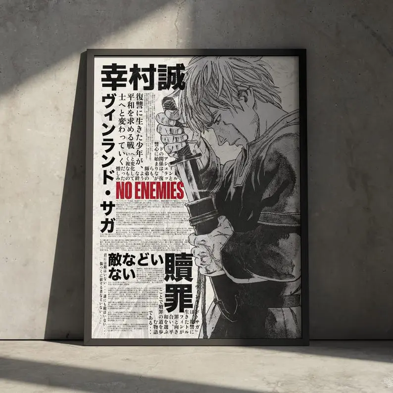 Vinland Saga Anime Poster Unframed Poster Unframed, Thorfinn Manga Wall Art Decor, Nordic Viking Warrior Aesthetic, Vintage Minimalist Gift for Anime Fan
