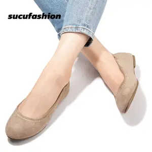 Sucufashion Ballet Flat Loafer Shoes Suede Comfortable Soft Exquisite Elegant Slides for Outdoor Wear