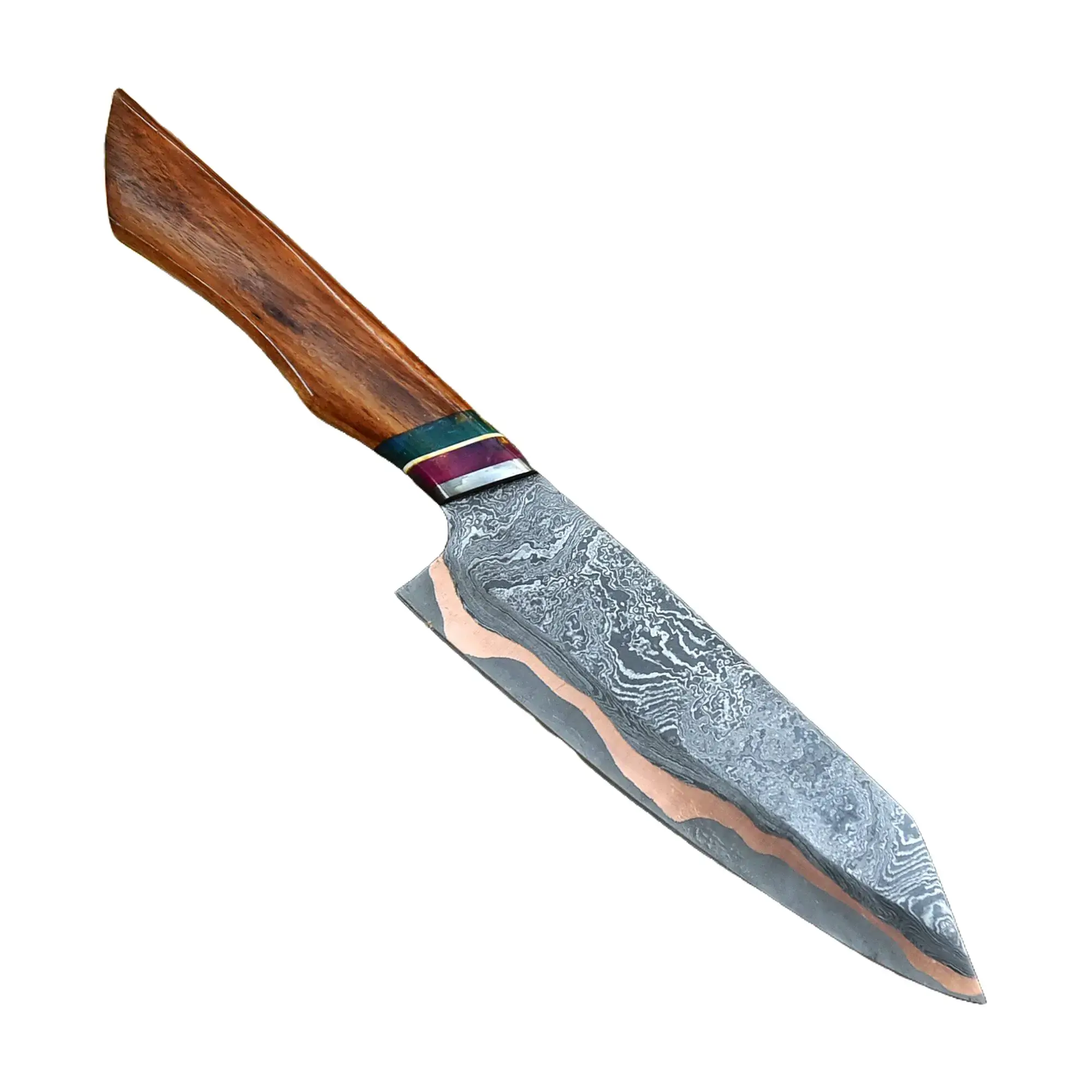 Luxury Billionarie Club  RARE Copper Damascus Chef Knife - Handmade Kitchen Knife - Copper Blade Chef Knife Unique Steel  Meat Vegetable Bbq