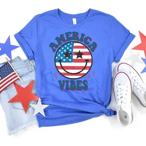 “America Vibes” Graphic Tee - Perfect Fourth of July, 4th of July, and July 4th Shirt for Women Top Summer