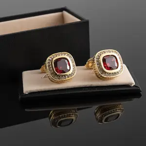 Men’s French Cuff Cufflinks - Gold/Silver Plated + Colored Zircon| Luxury Solid Copper Dress Shirt Accents