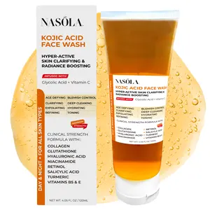 Nasola Kojic Acid Face Wash Clarifying Cleanser with Vitamin C & Niacinamide for Hydrated Radiant Skin