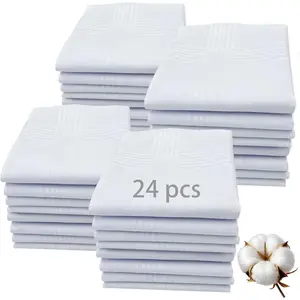 24 PCS Handkerchiefs for men 100% Soft Cotton White Hankie handkerchief bulk father's day gifts