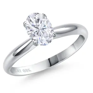 PLAT-900 Platinum Moissanite Engagement Ring For Women | 0.90 Cttw | Oval 7X5MM | Gemstone Birthstone | Wedding Engagement Anniversary Promise Ring For Women