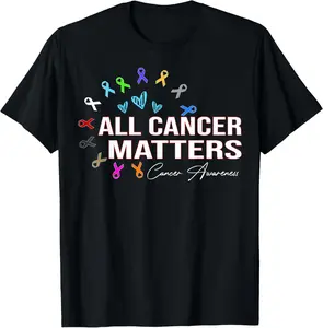 100% Cotton Unisex All cancer matters Ribbon - Fight Cancer Awareness Survivor T-Shirt