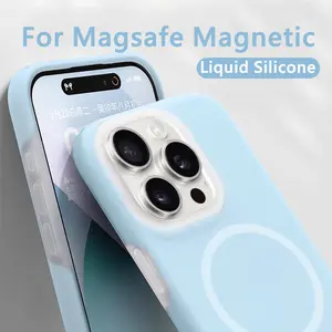[LX]Fashion Liquid Silicone Magnetic For Magsafe Case For IPhone 15 14 13 12 11 Pro Max Fluorescent Shockproof Soft Matte Capa Accessories Smartphone Phonecase Cellphone